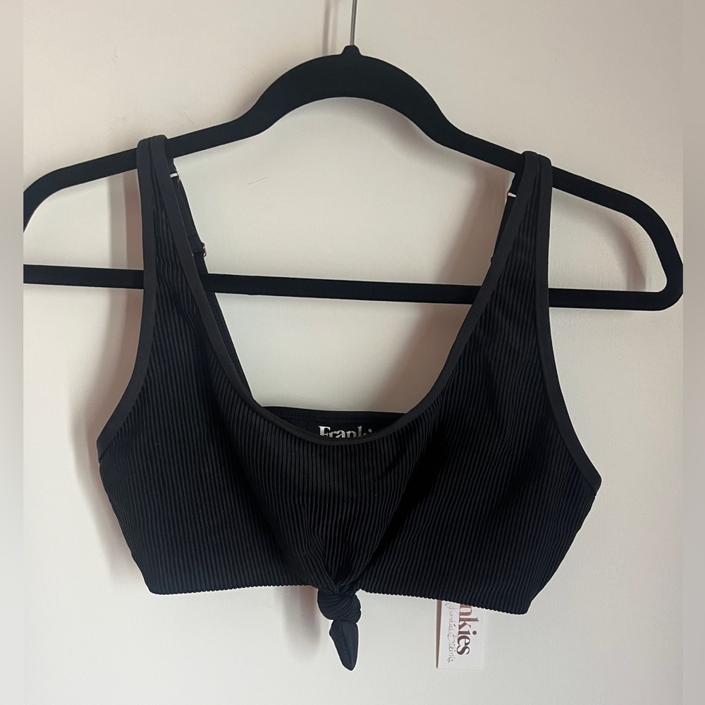 Frankies Bikinis Greer Ribbed Black Bikini Swimsuit Top Bralette XL